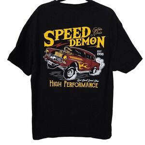 Red Devil Speed Shop T Shirt Men XL Black Speed Demon Hot Rod Gasser Car Graphic